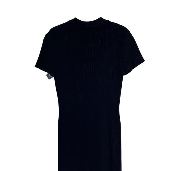 House of Harlow 1960 Sz XS NWT Ribbed Knit Polo Dress Midi Short Sleeve Black - Picture 10 of 16